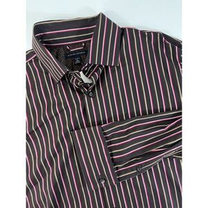 Banana Republic Mens Long Sleeve shirt size XL Brown‎ Pink NEW Button Up Striped
